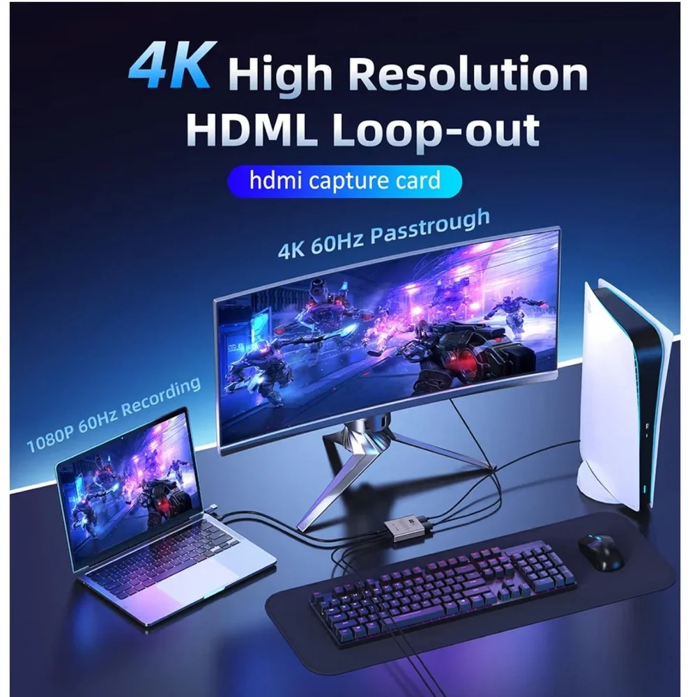 4K HDMI Video Capture Card for Nintendo Switch 2, PS5, Xbox, PC,Streaming